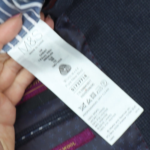 Marks and Spencer Men's Blue Check Blazer 46S