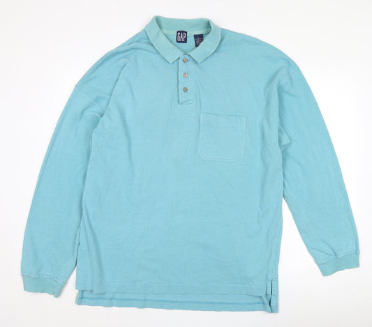 Gap Men's Blue Long Sleeve Polo XL - Classic Style