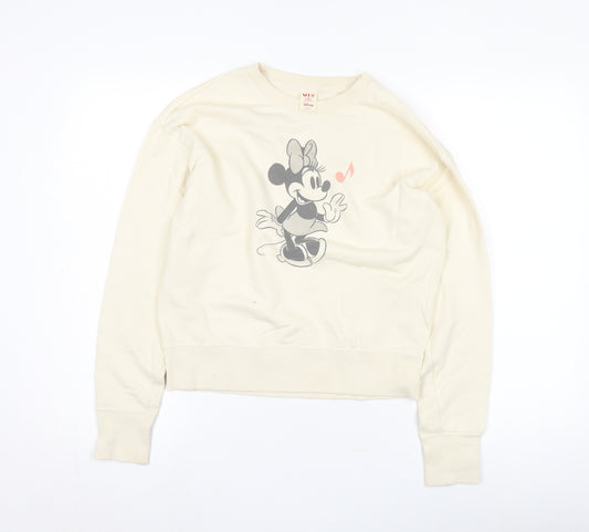 Front view of Uniqlo Women's Ivory Minnie Mouse Graphic Sweatshirt XS