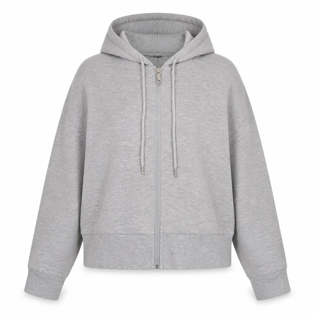 Front view of Cotton On Women's Grey Full Zip Hoodie, size M