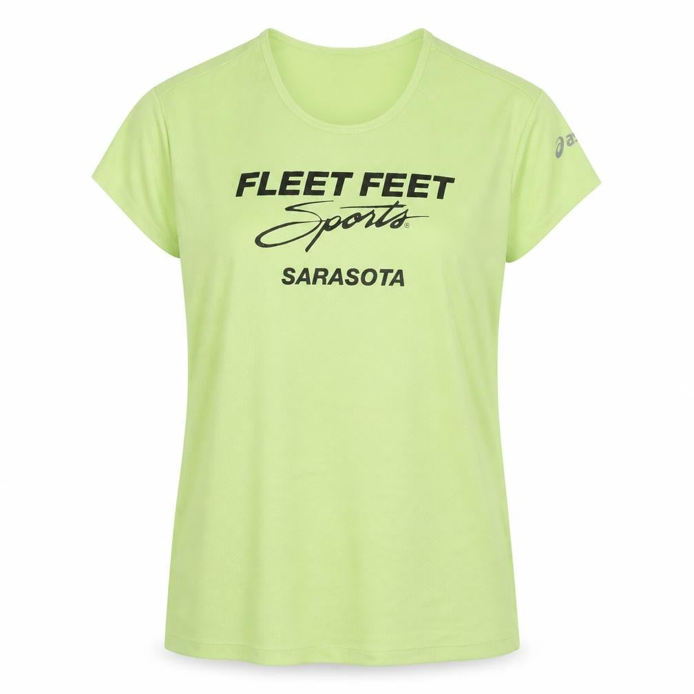 Front view of Asics unisex green basic t-shirt xl sportswear