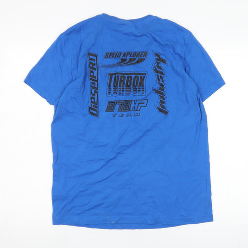 Diesel Men's Blue L T-Shirt, Graphic, Crew Neck
