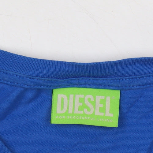 Diesel Men's Blue L T-Shirt, Graphic, Crew Neck