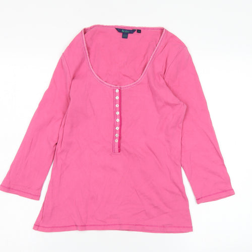 Boden Women's Pink Cotton Blouse, Size 12, Scoop Neck