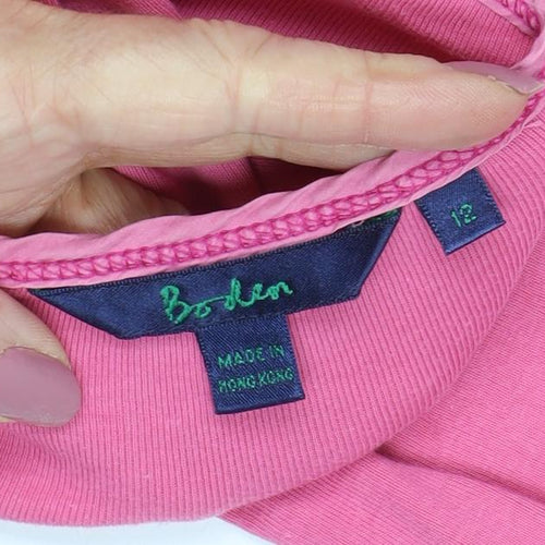 Boden Women's Pink Cotton Blouse, Size 12, Scoop Neck