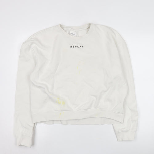 Replay Unisex White XL Pullover Logo Sweatshirt