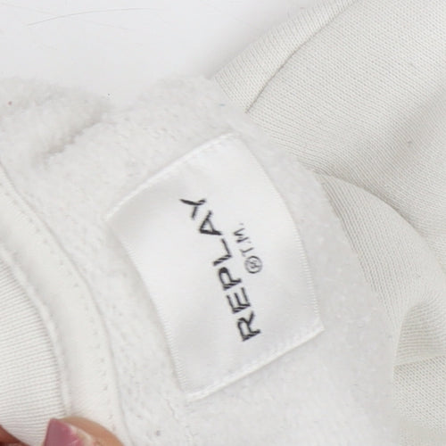 Replay Unisex White XL Pullover Logo Sweatshirt