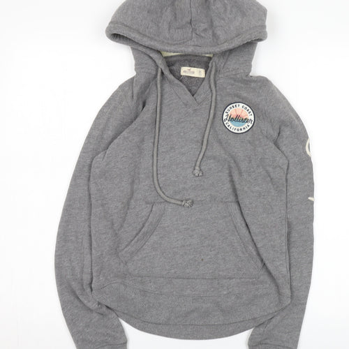 Hollister Women's Grey XS Hoodie with Logo and Pockets