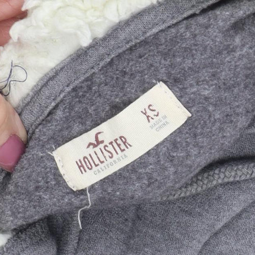 Hollister Women's Grey XS Hoodie with Logo and Pockets