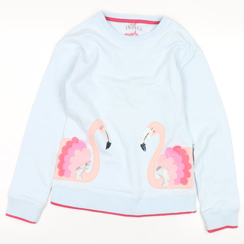 Joules Girls Blue Pullover Sweatshirt, Flamingo, Size 146