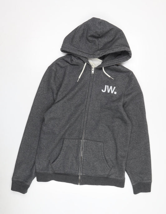 Jack Wills Men's Grey Full Zip Hoodie L