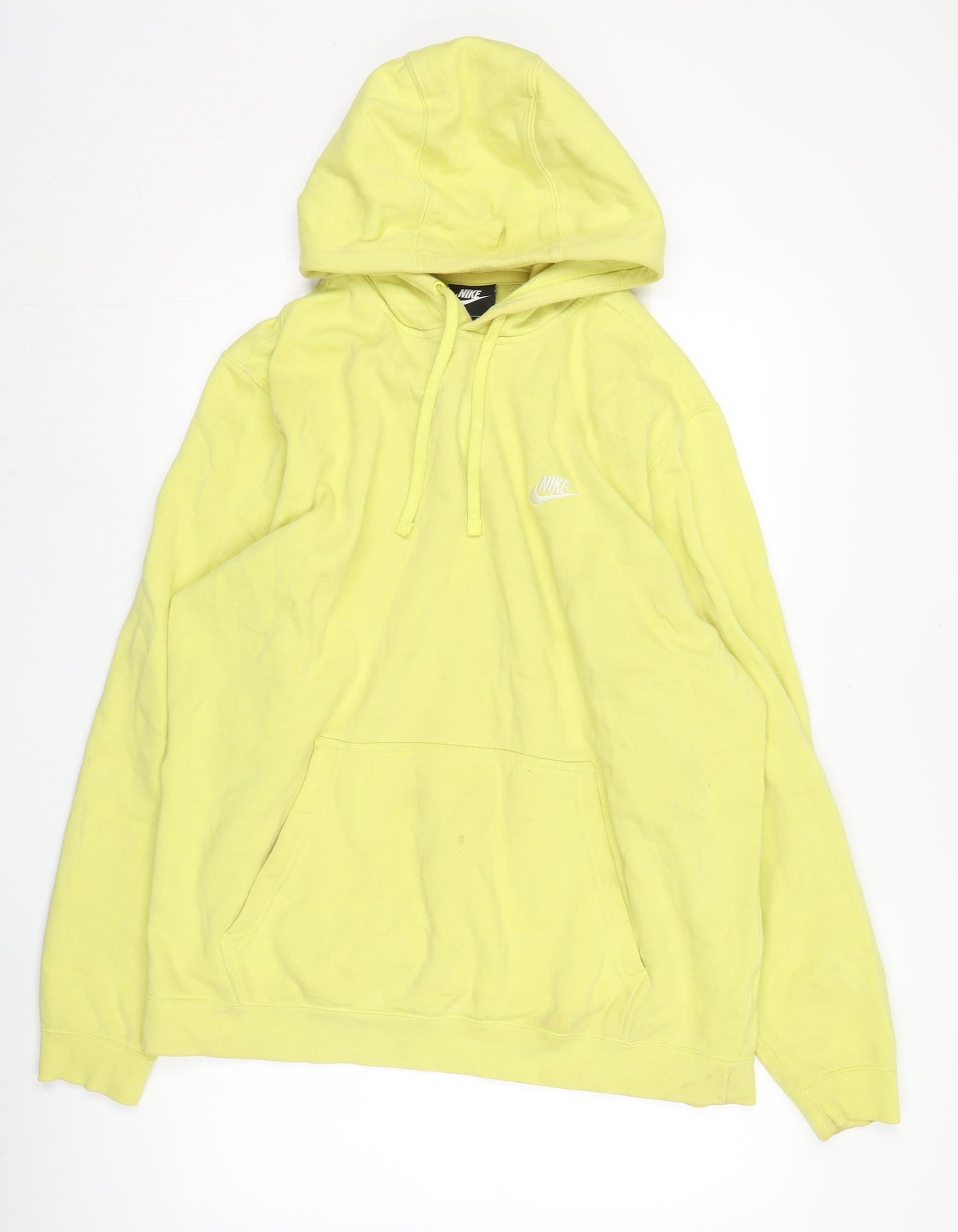 Nike Men's Yellow XL Pullover Hoodie, Logo Accent