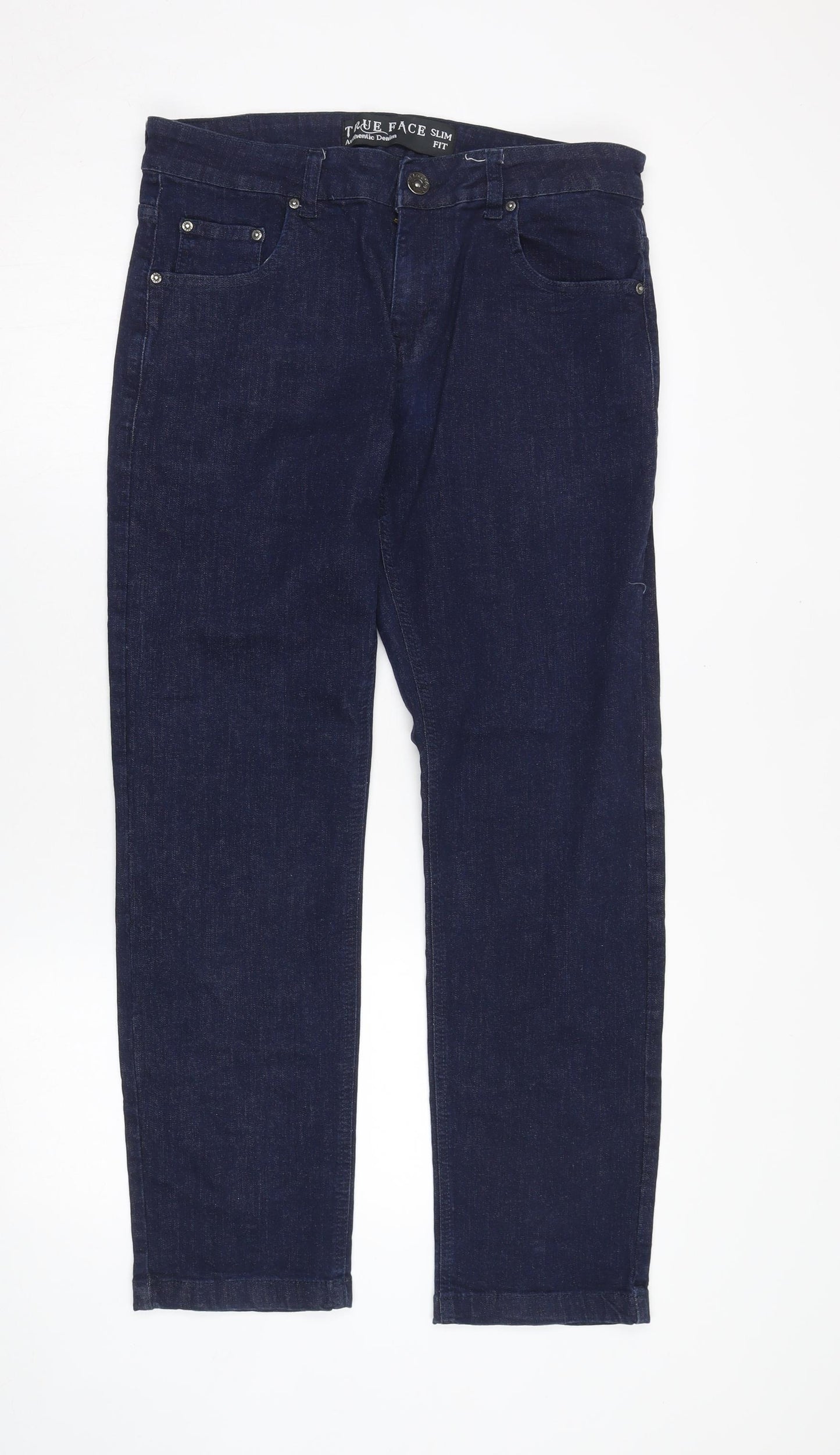 True Face Men's Slim Blue Denim Jeans 34 Waist