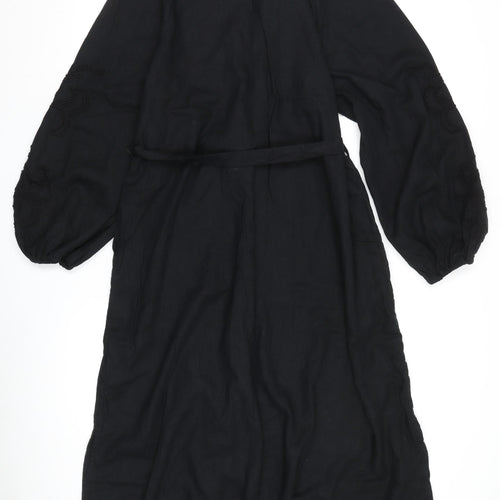 Marks & Spencer Black Linen Shirt Dress Size 16