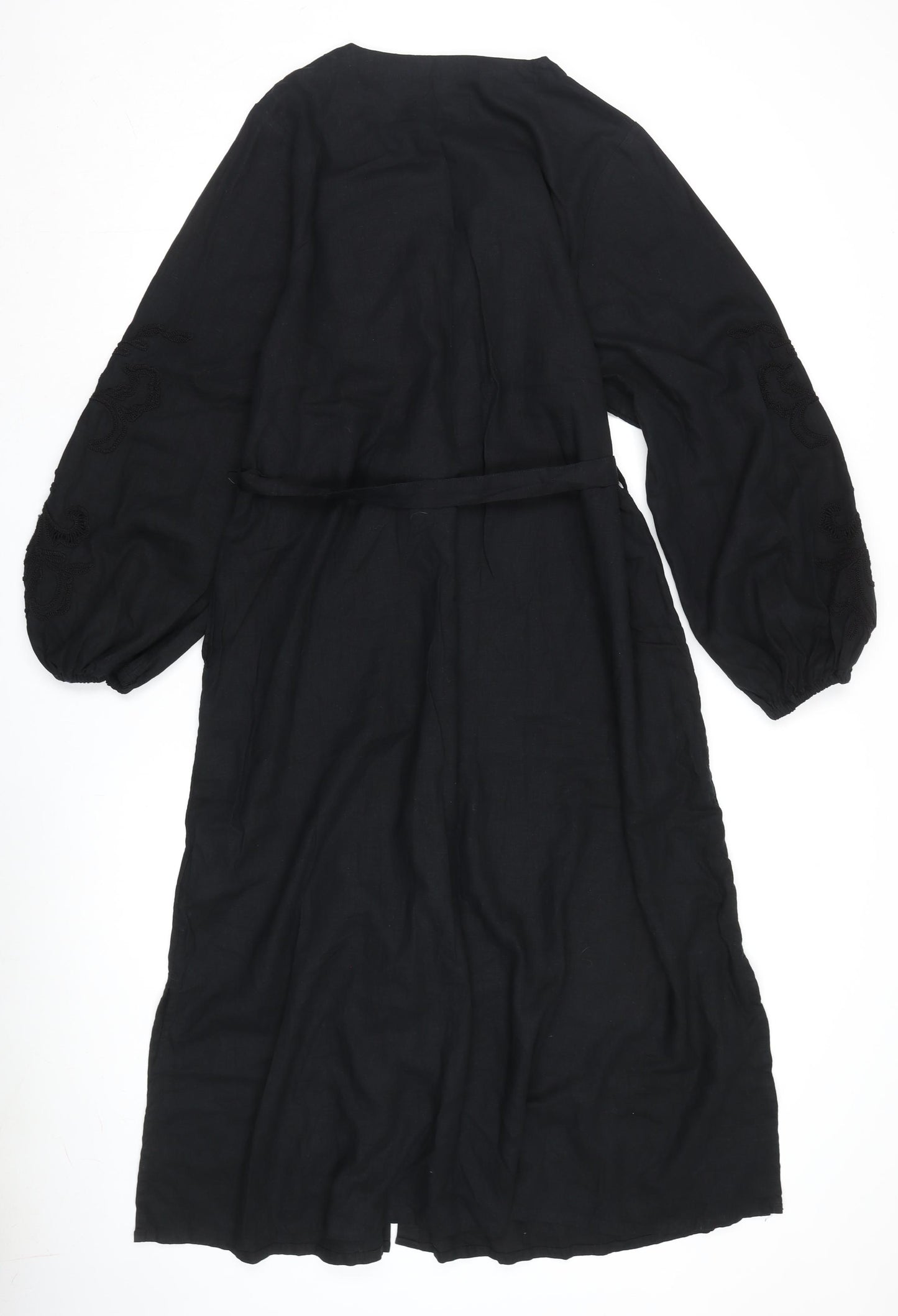 Marks & Spencer Black Linen Shirt Dress Size 16