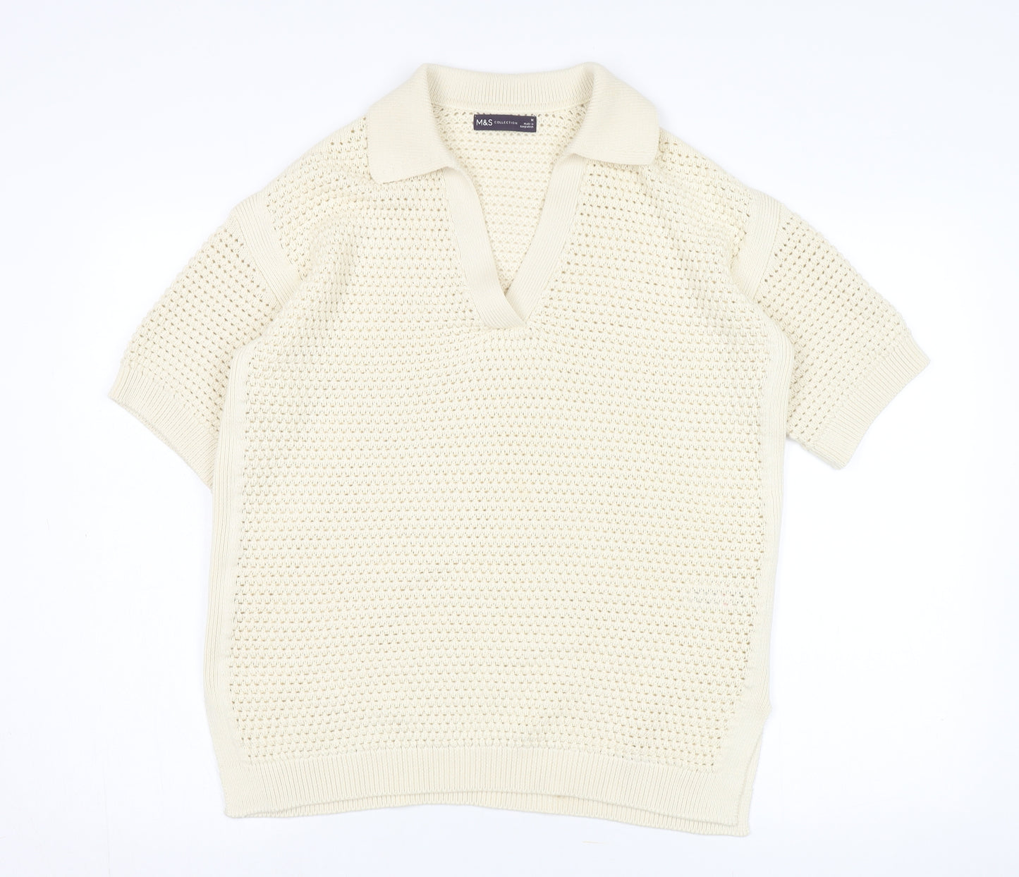 Marks & Spencer Women's Ivory Collared Cotton Pullover M