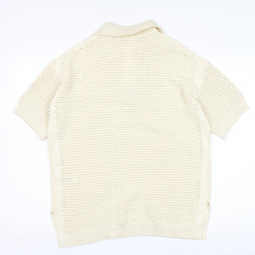 Marks & Spencer Women's Ivory Collared Cotton Pullover M