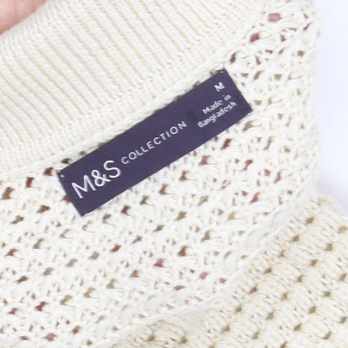 Marks & Spencer Women's Ivory Collared Cotton Pullover M