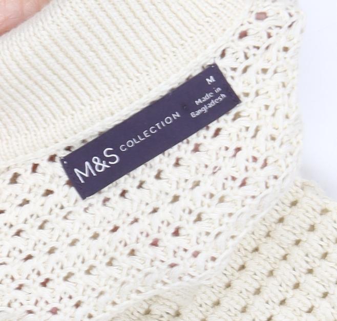 Marks & Spencer Women's Ivory Collared Cotton Pullover M