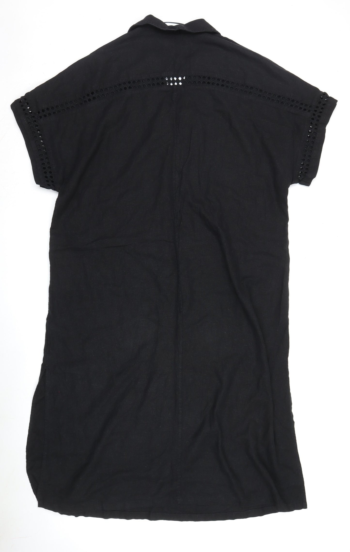 Marks and Spencer Black Linen Shift Dress, Size 16