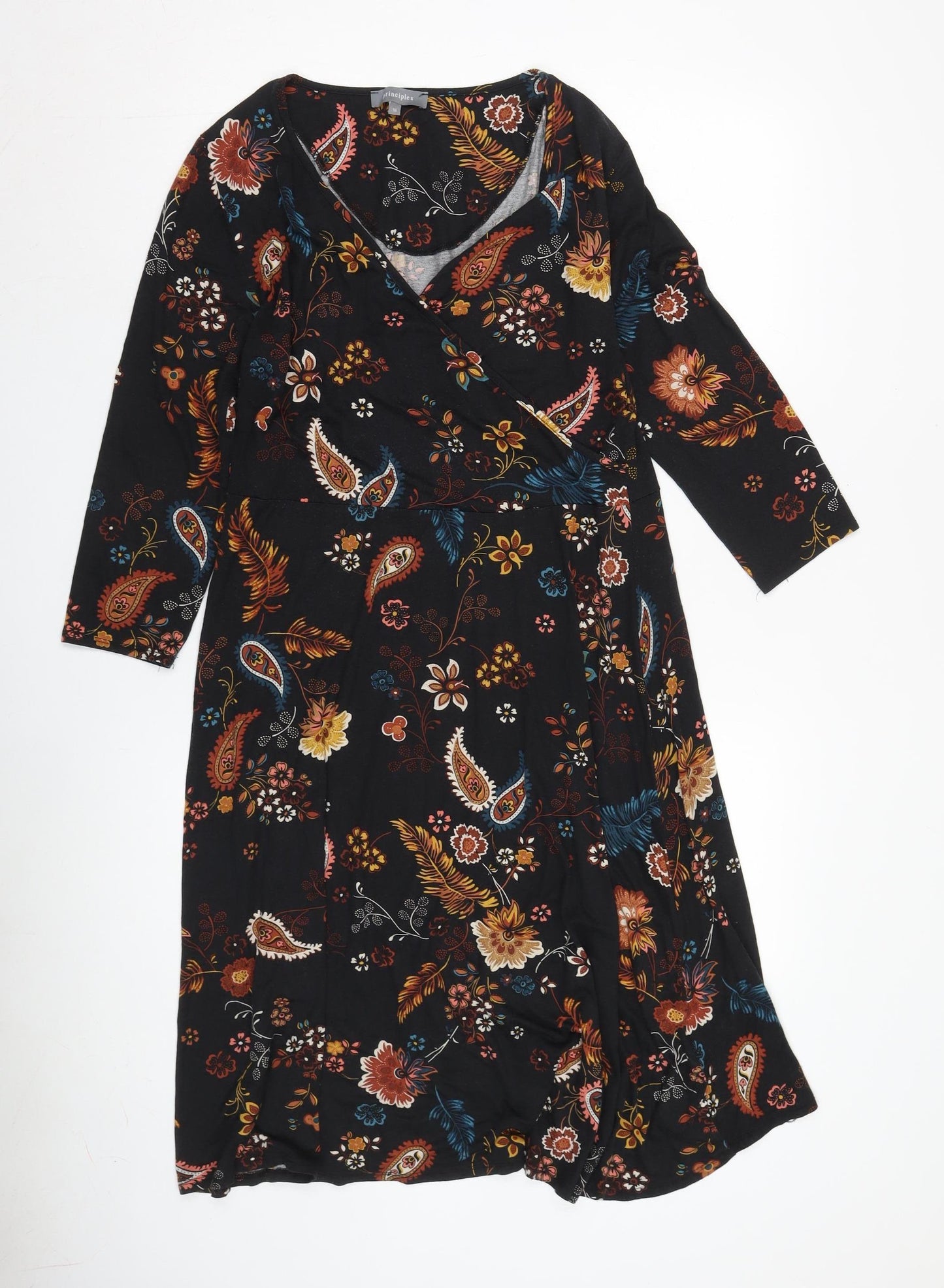 Principles Women's Black Floral Shift Dress UK 16