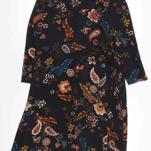 Principles Women's Black Floral Shift Dress UK 16