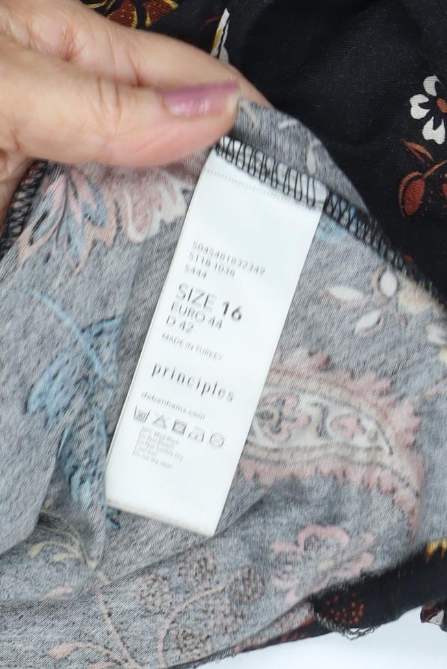 Principles Women's Black Floral Shift Dress UK 16