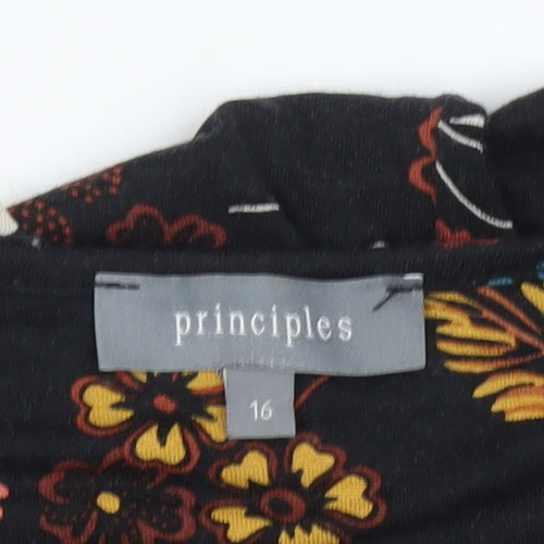 Principles Women's Black Floral Shift Dress UK 16