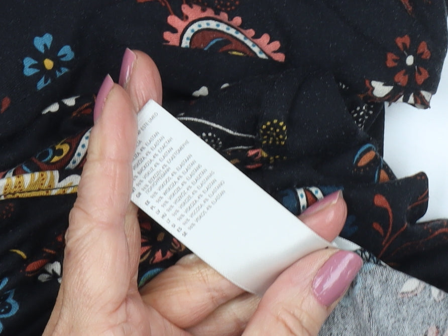 Principles Women's Black Floral Shift Dress UK 16