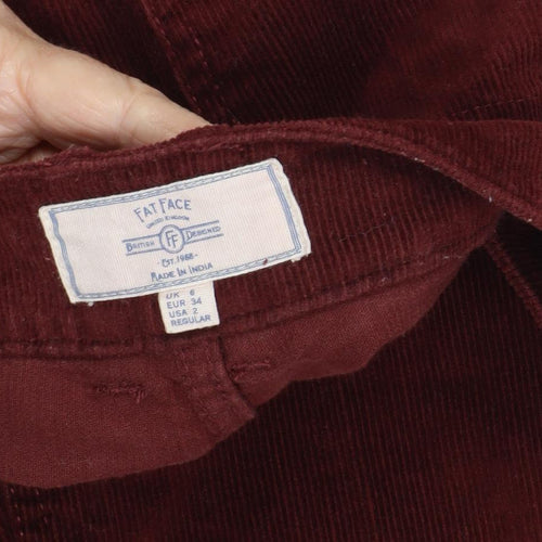 Fat Face Women's Red Corduroy Trousers, Size 6, Regular Fit