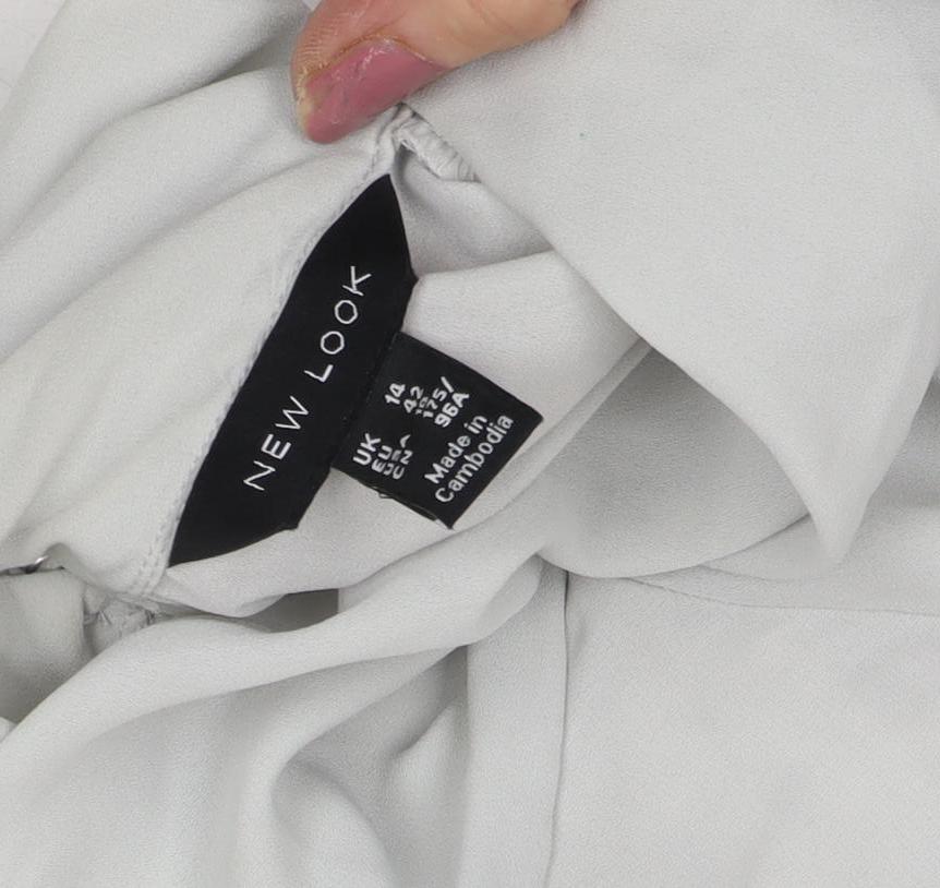 New Look Women's Grey High Neck Sleeveless Blouse Size 14