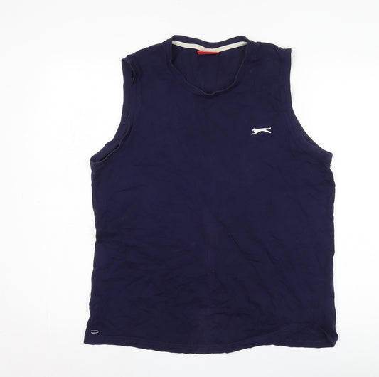 Slazenger Men's Blue Sleeveless Cotton T-Shirt