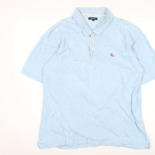 Burberry Men's Blue Polo Shirt L Short Sleeve Cotton