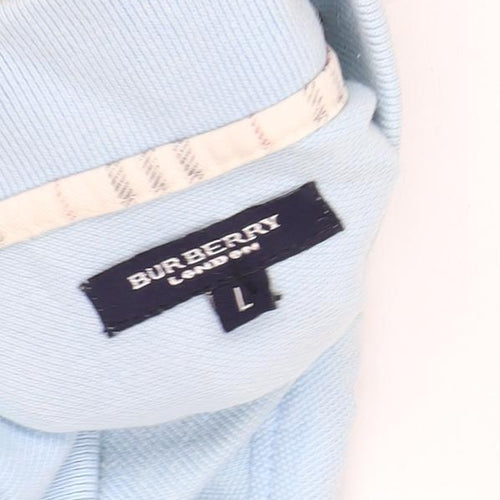 Burberry Men's Blue Polo Shirt L Short Sleeve Cotton