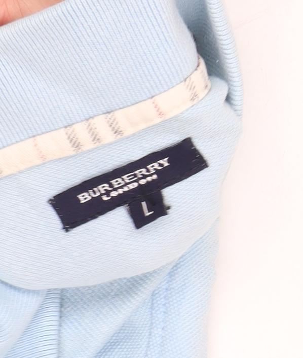 Burberry Men's Blue Polo Shirt L Short Sleeve Cotton