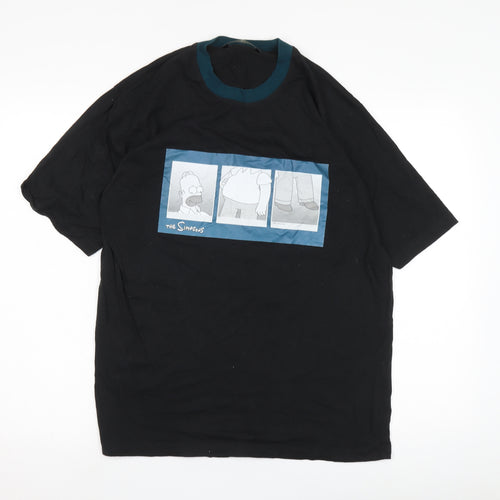 The Simpsons Men's Cartoon Black T-Shirt, Size S
