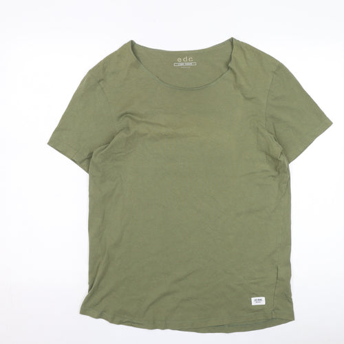EDC Men's Green Cotton Crew Neck T-Shirt, Size M