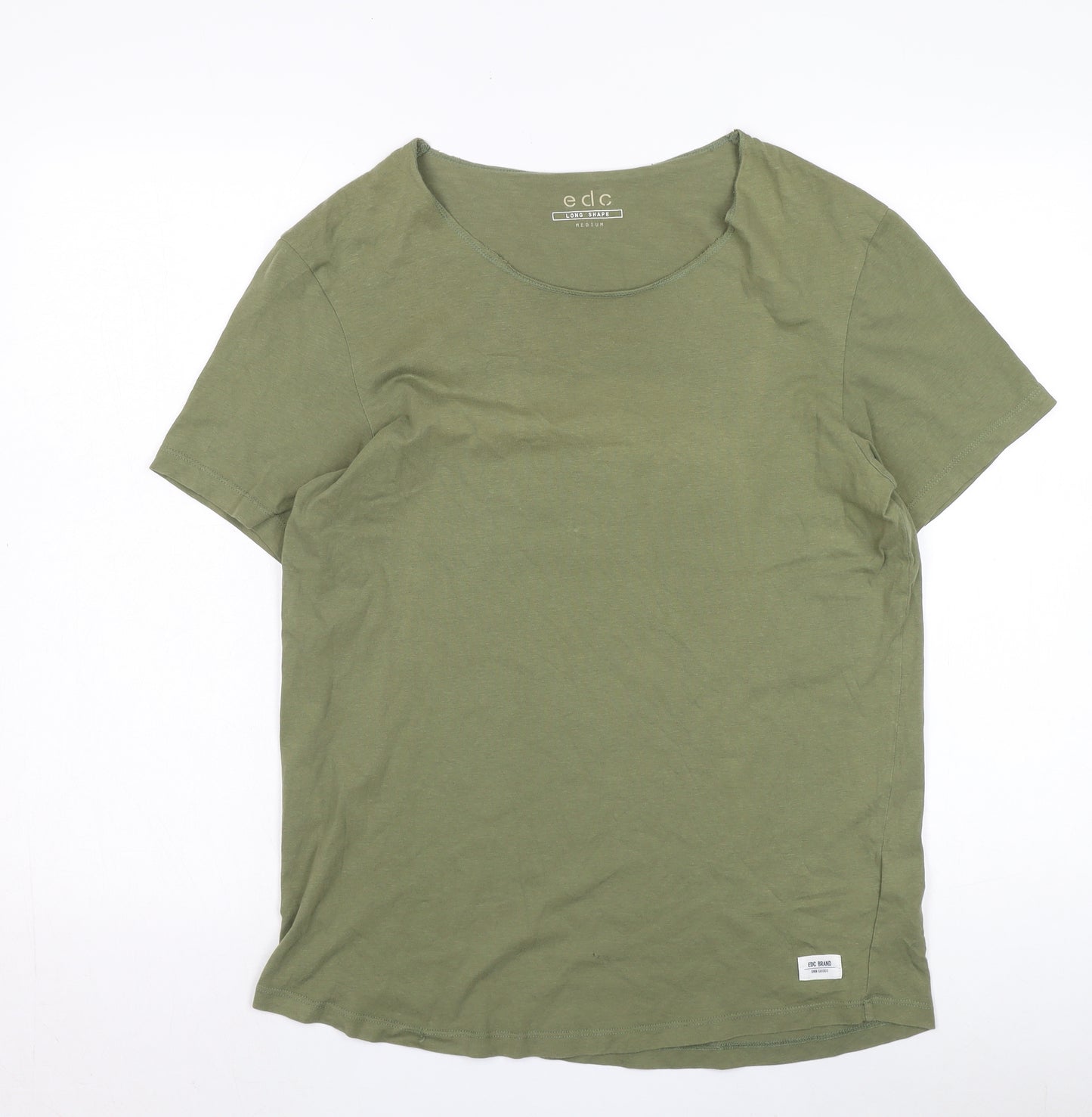 EDC Men's Green Cotton Crew Neck T-Shirt, Size M