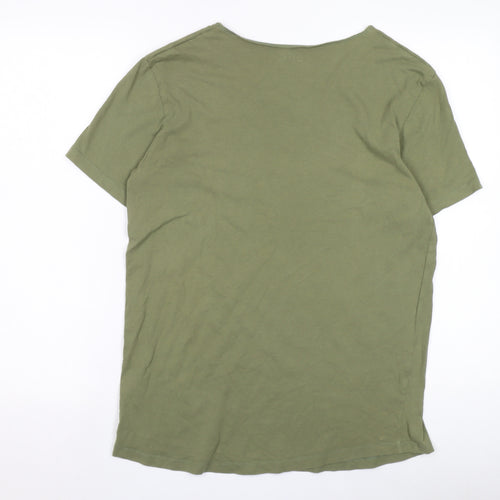 EDC Men's Green Cotton Crew Neck T-Shirt, Size M