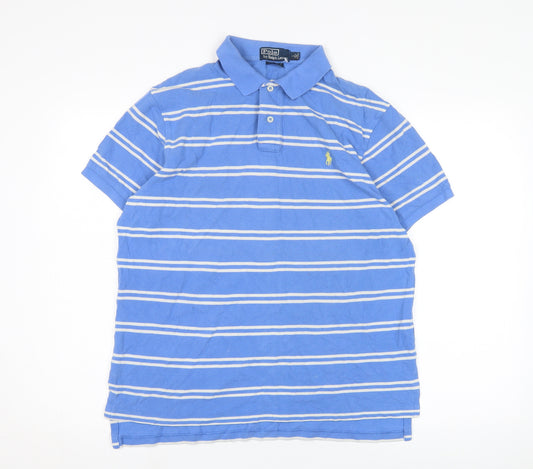 Ralph Lauren Men's Blue Striped Polo Shirt M