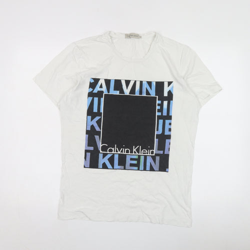 Calvin Klein Men's White Graphic T-Shirt, Size M