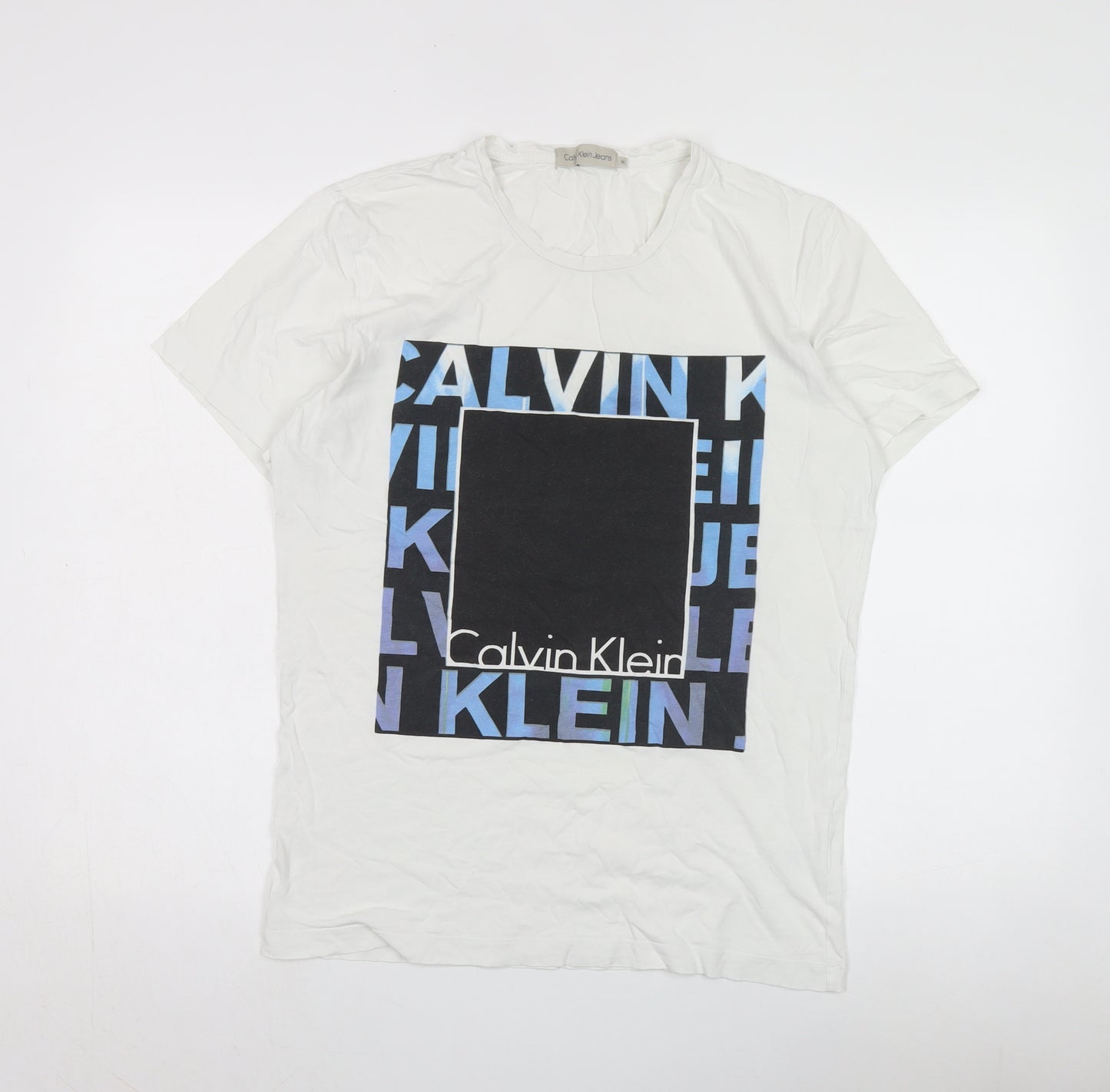 Calvin Klein Men's White Graphic T-Shirt, Size M