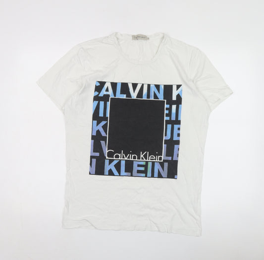 Calvin Klein Men's White Graphic T-Shirt, Size M