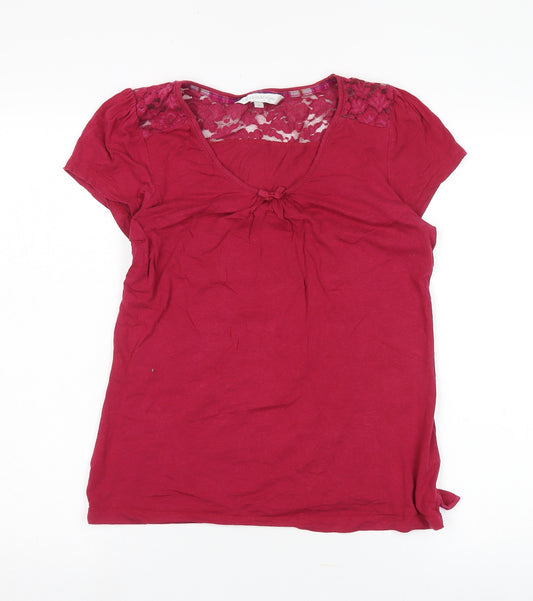 RJR John Rocha Women's Red Lace T-Shirt Size 12