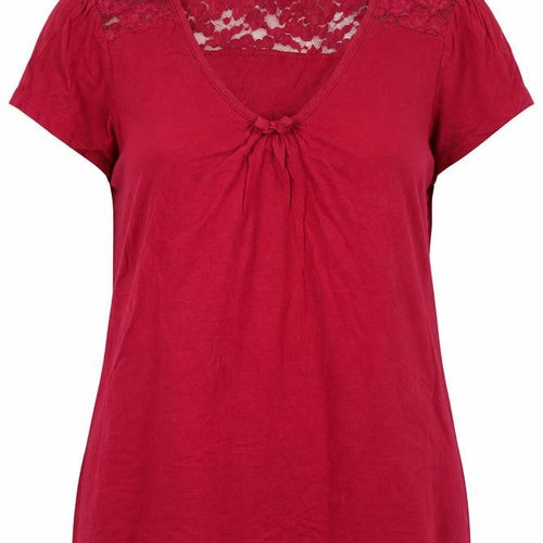 RJR John Rocha Women's Red Lace T-Shirt Size 12