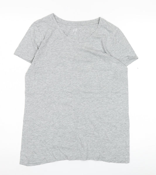 GAP Women's Grey V-Neck Basic T-Shirt Medium