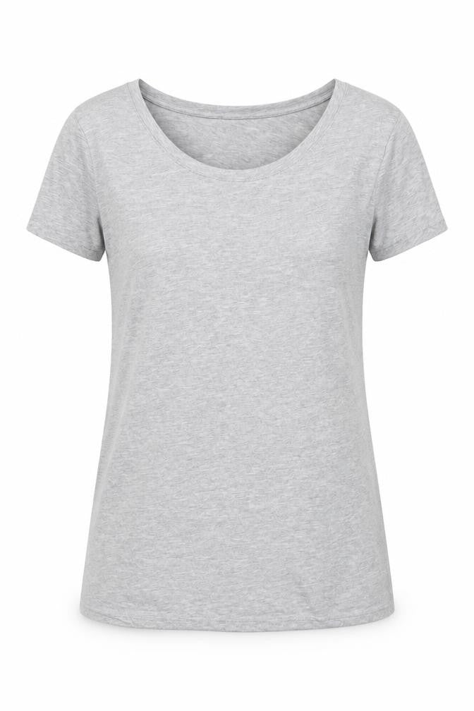 Front view of Gap Women's Grey V-Neck Basic T-Shirt Medium