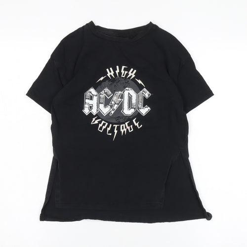 AC/DC Black Unisex Kids T-Shirt, 7 Years, Rock Graphic