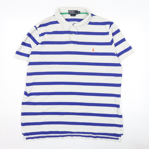 Polo by Ralph Lauren Men's White Striped Polo 2XL