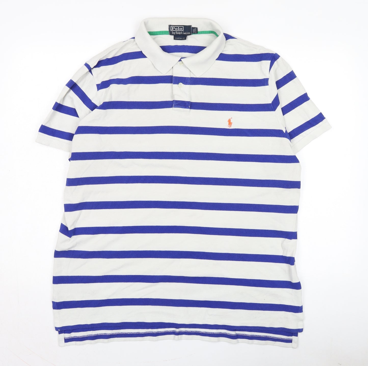 Polo by Ralph Lauren Men's White Striped Polo 2XL